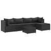 vidaXL Set mobilier de grădină cu perne, 6 piese, negru, poliratan