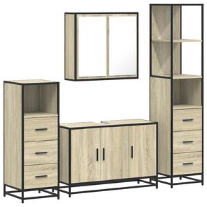 vidaXL Set de mobilier de baie din 4 piese din lemn de stejar Sonoma