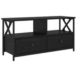 vidaXL Cabinet TV Stejar Negru 90 x 33 x 45 cm Lemn ingineresc și oțel