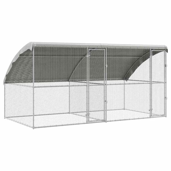 vidaXL Cușcă pentru pui Argintiu 400 x 200 x 198.5 cm Oțel Galvanizat