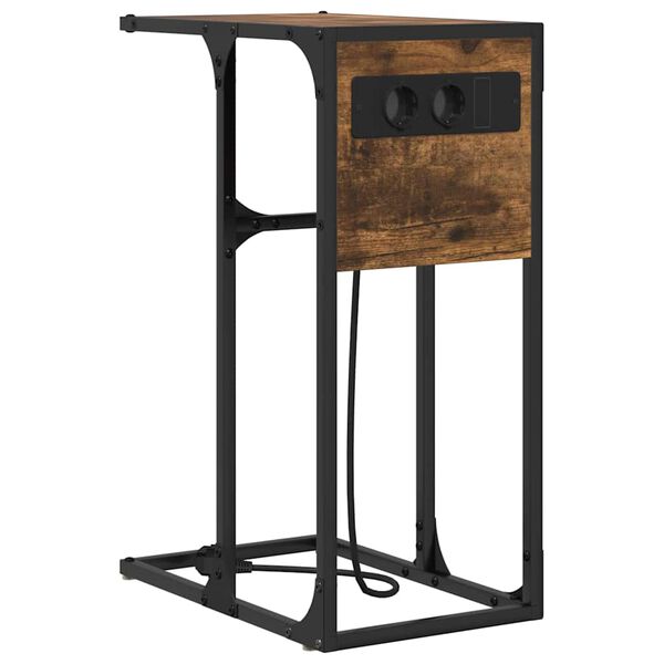 vidaXL Dulap de noapte Stejar fumuriu 41,5 x 26 x 60,5 cm