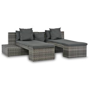 vidaXL Set mobilier de grădină cu perne, 4 piese, gri, poliratan