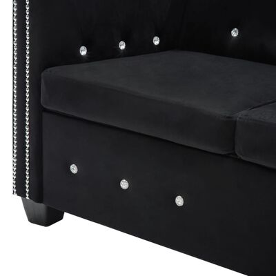 vidaXL Set canapele Chesterfield, 2 buc, tapițerie catifea, negru