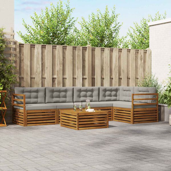 vidaXL Set de canapele de exterior 6 pcs Gri natural și deschis