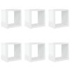 vidaXL Raft de perete cub, 6 buc., alb extralucios, 22x15x22 cm, PAL