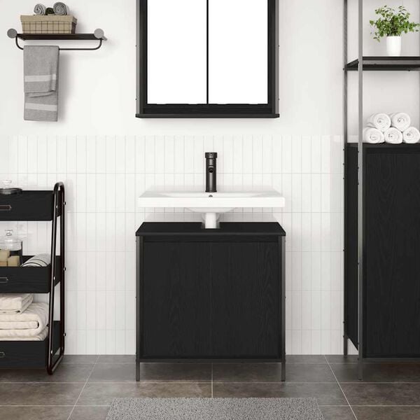 vidaXL Dulap pentru lavoar baie negru 60x34,5x60 cm