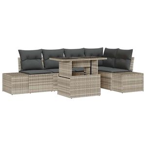 vidaXL Set de canapele pentru grădină 6 buc. Gri deschis poliratan