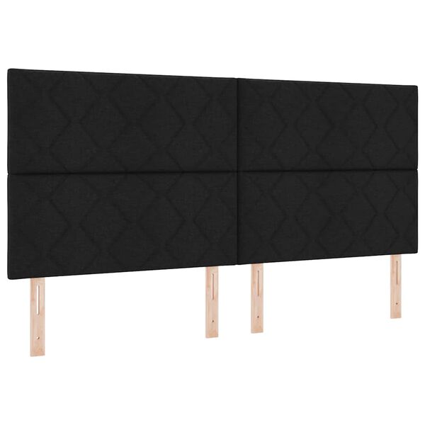 vidaXL Pat cu arcuri cu saltea Negru 200 x 200 cm țesătură