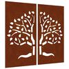 vidaXL Decorațiuni perete de grădină 2 buc. 105x55 cm oțel model copac