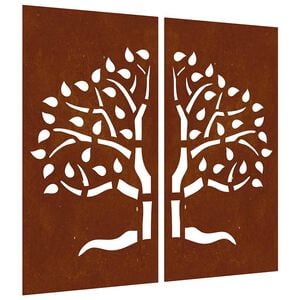 vidaXL Decorațiuni perete de grădină 2 buc. 105x55 cm oțel model copac