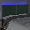 vidaXL Tăblie de pat cu LED, verde &icirc;nchis, 200x5x118/128 cm, catifea