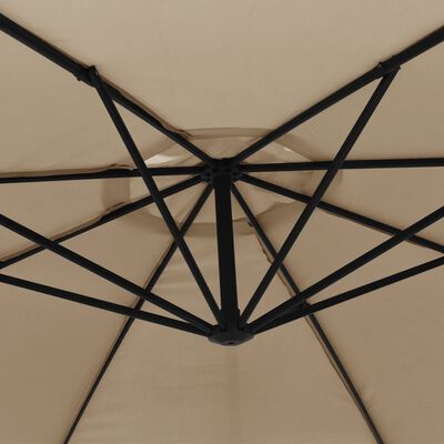 vidaXL Umbrelă suspendată cu stâlp din aluminiu, 350 cm, gri taupe