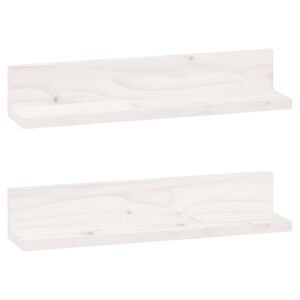 vidaXL Rafturi de perete, 2 buc., alb, 50x11x9 cm, lemn masiv de pin