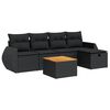 vidaXL Set mobilier de grădină cu perne, 6 piese, negru, poliratan