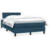 vidaXL Pat box spring cu saltea, albastru &icirc;nchis, 120x210 cm, catifea