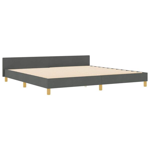 vidaXL Cadru de pat cu headboard Gri &icirc;nchis 200 x 200 cm țesătură