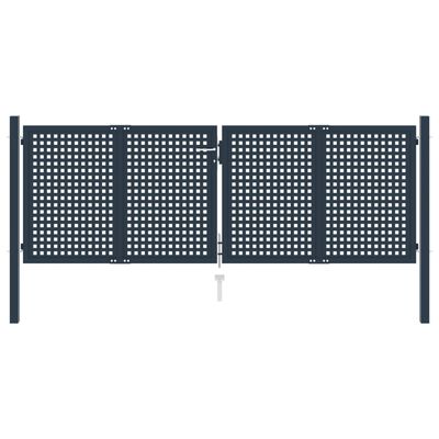 vidaXL Poartă de gard, antracit, 306 x 125 cm, oțel