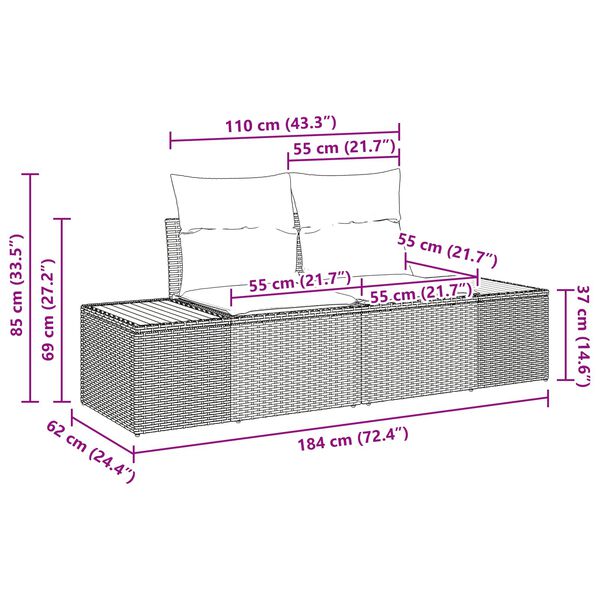 vidaXL Set de canapele pentru grădină 6 pcs Negru 55 x 62 x 69 cm