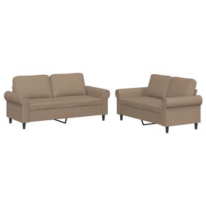 vidaXL Set de canapele cu perne, 2 piese, cappuccino, piele ecologică