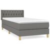 vidaXL Pat box spring cu saltea, gri &icirc;nchis, 90x190 cm, textil
