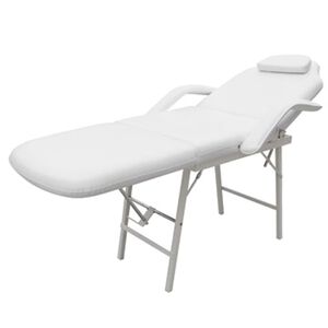vidaXL Pat cosmetică reglabil, alb, piele artificială