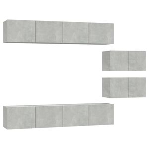 vidaXL Set dulap TV, 6 piese, gri beton, lemn prelucrat
