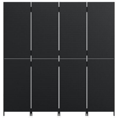 vidaXL Separator de cameră cu 4 panouri, negru, poliratan