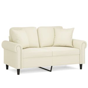 vidaXL Canapea cu 2 locuri cu pernuțe, crem, 120 cm, catifea