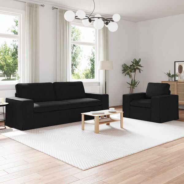 vidaXL Set de canapea 2 pcs Negru 182 x 80 x 82 cm țesătură
