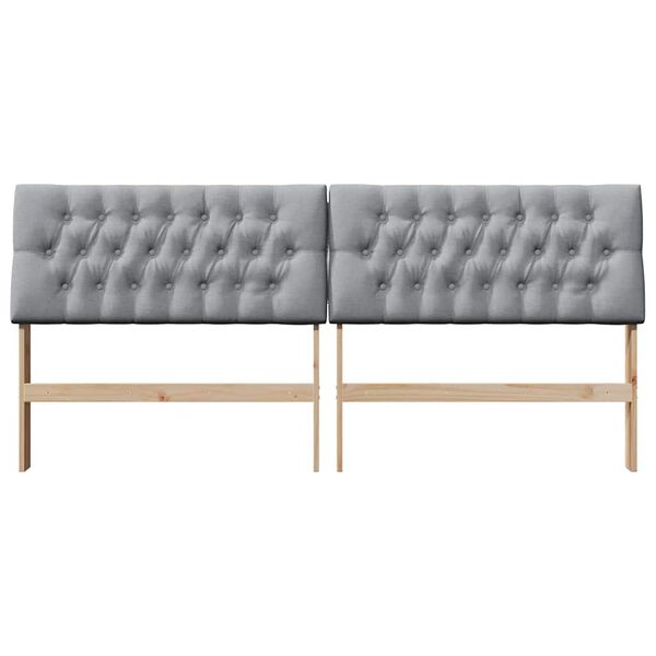 vidaXL Tăblie tapițată Gri deschis 200 cm Lemn de pin masiv