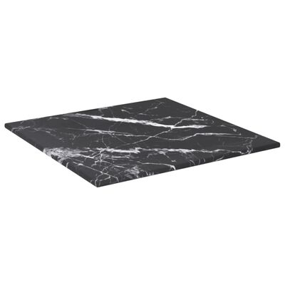 vidaXL Blat masă negru 30x30 cm 6 mm sticlă securizată design marmură