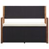 vidaXL Bancă de depozitare, negru, 115 cm, poliratan și lemn de acacia