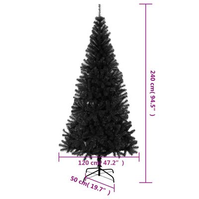 vidaXL Pom de Crăciun artificial cu suport, negru, 240 cm, PVC