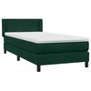 vidaXL Pat box spring cu saltea, verde &icirc;nchis, 80x220 cm, catifea