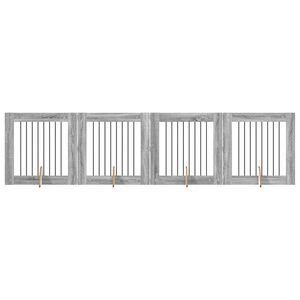 vidaXL Poartă pentru c&acirc;ini cu suporturi 4 pcs Sonoma gri 80 x 80 cm