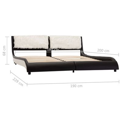 vidaXL Cadru de pat cu LED, negru și alb, 180x200 cm, piele ecologică