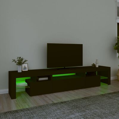 vidaXL Comodă TV cu lumini LED, negru, 215x36,5x40 cm