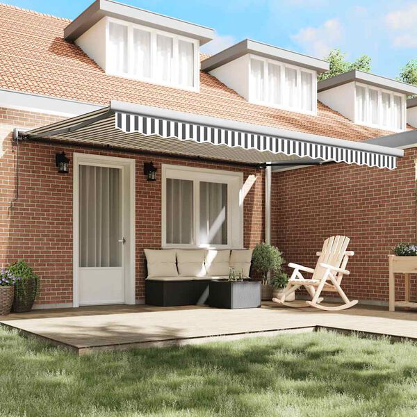 vidaXL Copertină retractabilă antracit/alb, 4,5x3 m, textil/aluminiu