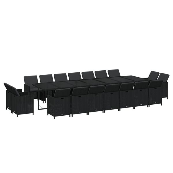 vidaXL Set mobilier de grădină cu perne, 19 piese, negru, poliratan