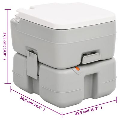 vidaXL Toaletă portabilă de camping, gri și alb, 15+10 L, HDPE
