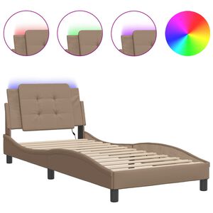 vidaXL Cadru de pat cu LED fără saltea Zadar cappuccino 80x200 cm
