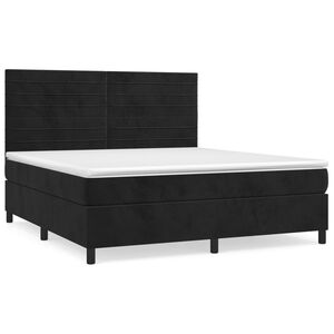 vidaXL Pat box spring cu saltea, negru, 180x200 cm, catifea