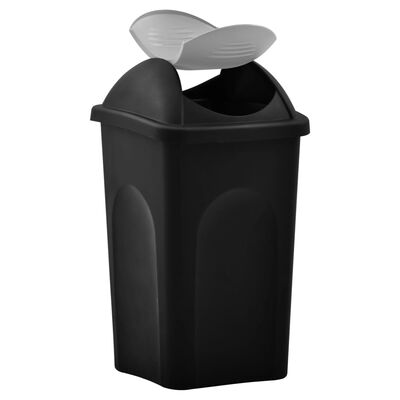 vidaXL Coș de gunoi, capac oscilant, negru și argintiu, 60L