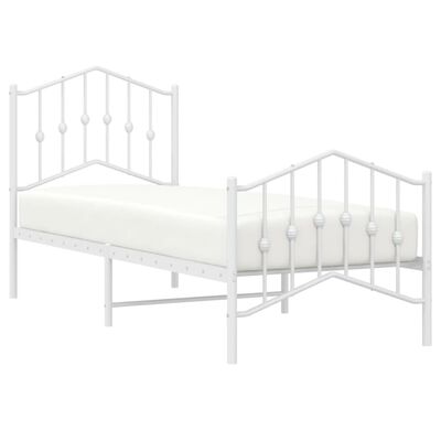 vidaXL Cadru de pat metalic cu tăblie de cap/picioare  alb, 75x190 cm