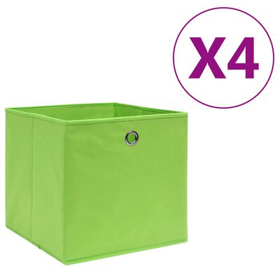 vidaXL Cutii depozitare, 4 buc., verde, 28x28x28 cm, textil nețesut