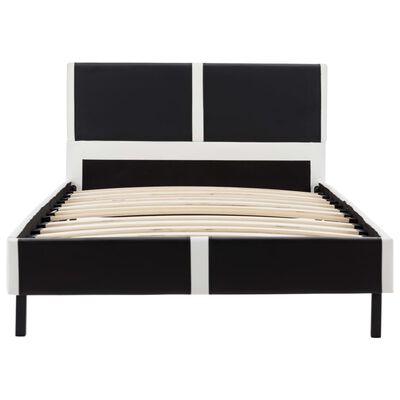 vidaXL Cadru de pat, negru și alb, 90 x 200 cm, piele ecologică