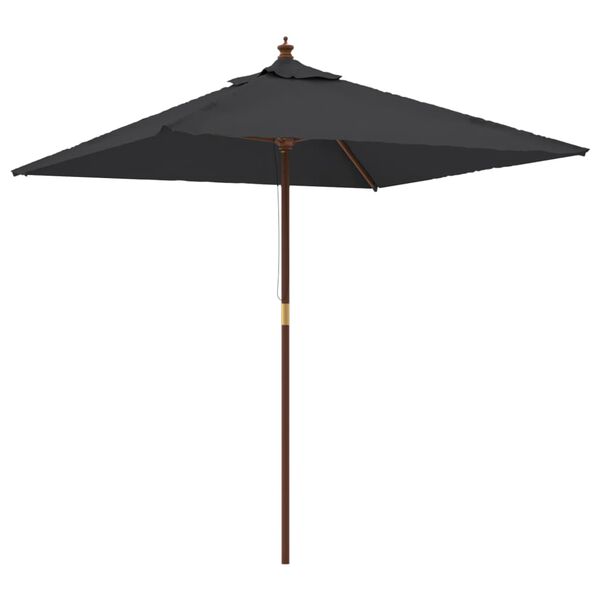 vidaXL Umbrelă soare de grădină st&acirc;lp din lemn negru 198x198x231 cm