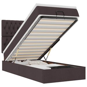 vidaXL Cadru de pat otoman cu saltele țesătură maro &icirc;nchis 80x200cm