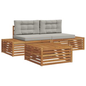 vidaXL Set de canapele de exterior 3 Bucată Gri natural și deschis