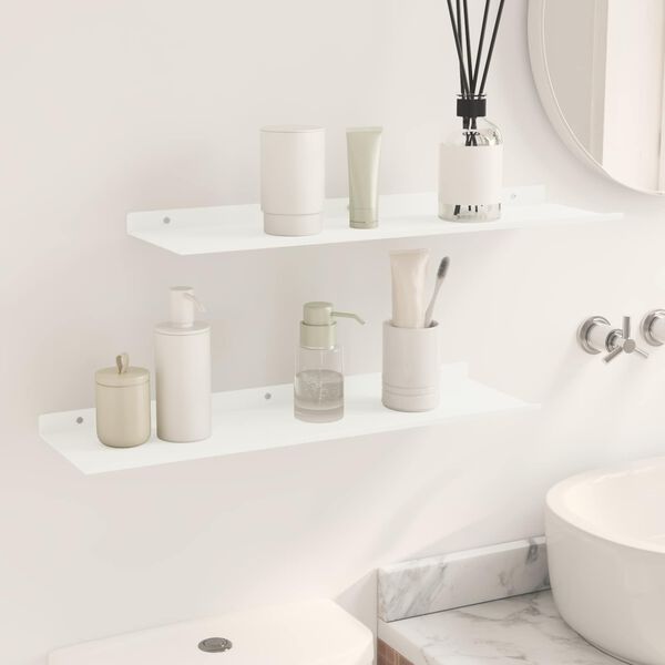 vidaXL Raft suspendat Pe perete 2 pcs Alb 60 x 18 x 2,5 cm Oțel